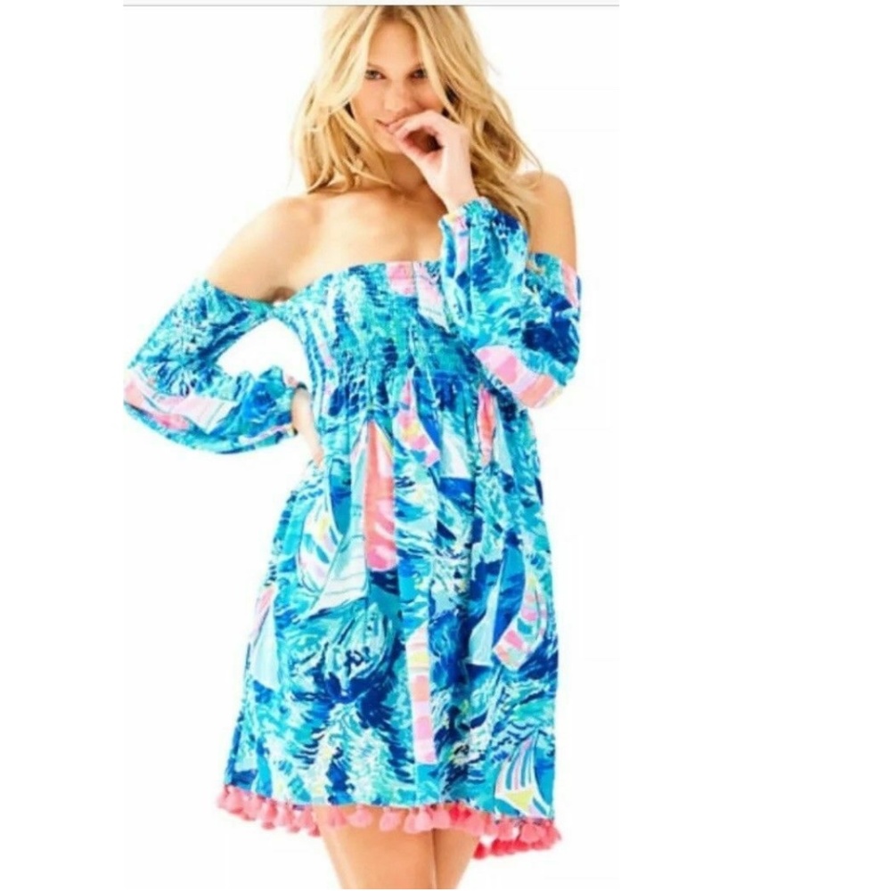 NWT Lilly Pulitzer Off the Shoulder Beach Dress(M)